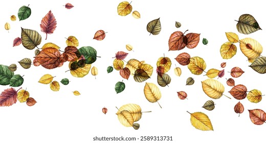 Beautiful illustration of autumn leaves in vibrant shades, perfect for seasonal designs, nature-themed projects, and artistic backgrounds. Add a touch of natural beauty and elegance to your work.