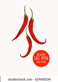 Beautiful illustration background with red chili pepper. Perfect for wallpapers, web page backgrounds, surface textures, textile.