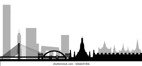 Beautiful illustration of Bangkok's skyline with new tower.