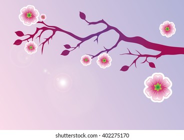 Beautiful illustration of a blossoming tree. Spring floral background. Fresh spring illustration