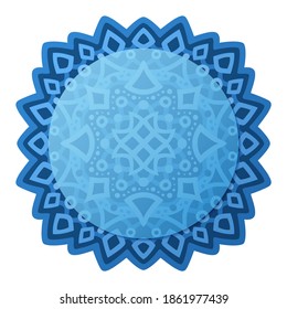 Beautiful illustration with blue abstract pattern and round copy space isolated on the white background