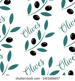 Beautiful illustration with branch of black olives on white background