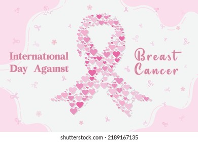 beautiful illustration of breast cancer awareness ribbon and the war on cancer in women for vector banner