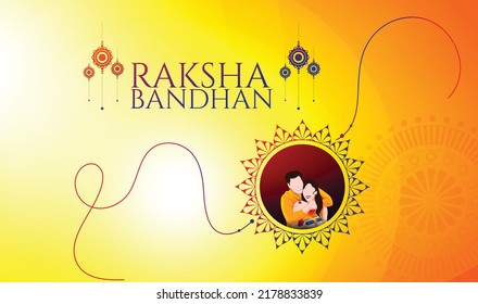 Beautiful illustration of Brother and Sister for an INDIAN festival, Rakshabandhan with vector rakhi and mandala design