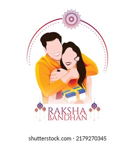  Beautiful illustration of brother and sister for an Indian festival Rakshabandhan with mandala and rakhi designs
