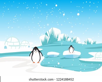 Beautiful illustration Christmas winter landscape background. Christmas forest woods with mountains. New Year 2019 vector greeting card