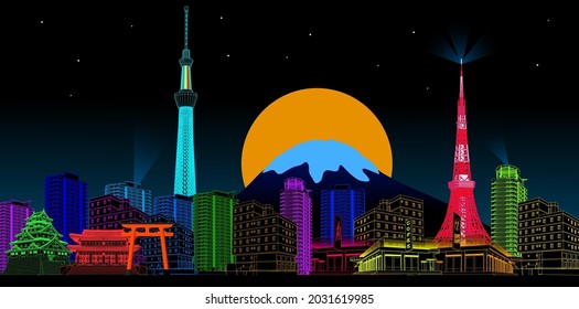 東京 夜景 イラスト Stock Illustrations Images Vectors Shutterstock