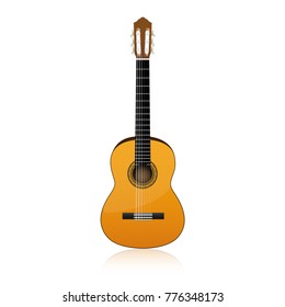 A beautiful illustration classical guitar on the white background. Isolated vector object.