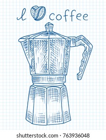 Beautiful illustration of the coffee pot with beans