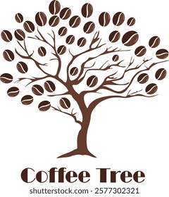 Beautiful illustration of a coffee tree laden with ripe coffee cherries, symbolizing growth, harvest, and the essence of premium coffee.