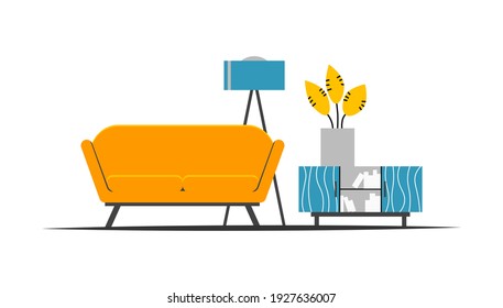 Beautiful illustration for concept design. Scandinavian interior. Scandinavian style. Room interior. Elegant decoration.