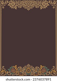 Beautiful illustration of a decorative ornament abstract gold floral frame with golden ornament for wedding and birthday