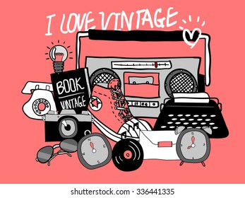 beautiful illustration design of vintage things