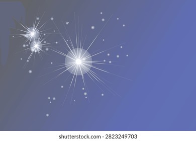 A beautiful illustration featuring glowing starbursts and sparkling light effects scattered across a smooth blue gradient background for a magical feel.