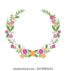 Beautiful illustration of floral wreath on white.