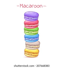 Beautiful illustration of a French dessert macaroons. Vector