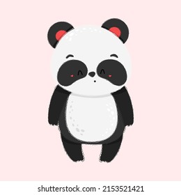 Beautiful illustration of a funny panda. Vector illustration of a cute animal. Cute little illustration of Panda for kids, baby book, fairy tales, covers, baby shower invitation, textile t-shirt.