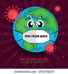 Beautiful illustration of happy earth day to save earth, coronavirus vector design