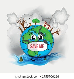 Beautiful illustration of happy earth day to save earth, coronavirus vector design