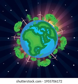 Beautiful illustration of happy earth day to save earth, coronavirus vector design