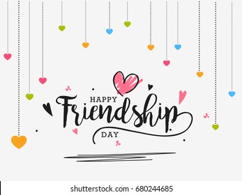 Beautiful Illustration Of Happy Friendship Day,Decorated Greeting Card Design. 
