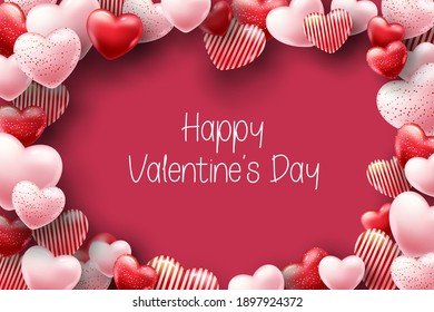 Beautiful illustration of a heart design. Happy Valentine's Day background with heart and real composition for fashion banner, poster or greeting card 3d images Illustration