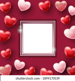 Beautiful illustration of a heart design. Happy Valentine's Day background with heart and real composition for fashion banner, poster or greeting card 3d images Illustration