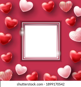 Beautiful illustration of a heart design. Happy Valentine's Day background with heart and real composition for fashion banner, poster or greeting card 3d images Illustration