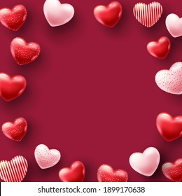 Beautiful illustration of a heart design. Happy Valentine's Day background with heart and real composition for fashion banner, poster or greeting card 3d images Illustration