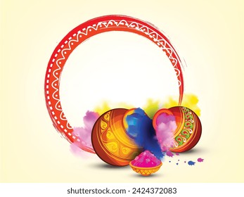 Beautiful Illustration for Holi Festival, Traditional Frame Design for Hindu Festival Holi.
