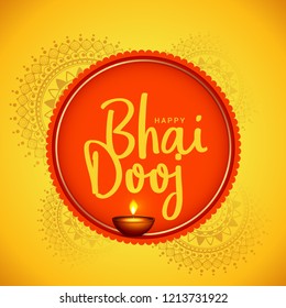 Beautiful illustration for indian festival of happy bhai dooj celebration.