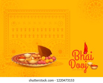 Beautiful illustration for indian festival of happy bhai dooj celebration. Beautiful illustration for indian festival of happy bhai dooj celebration.