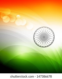 Beautiful illustration of Indian flag line stylish wave background