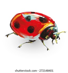 beautiful illustration isolated ladybug on a white background watercolor painted by hand.