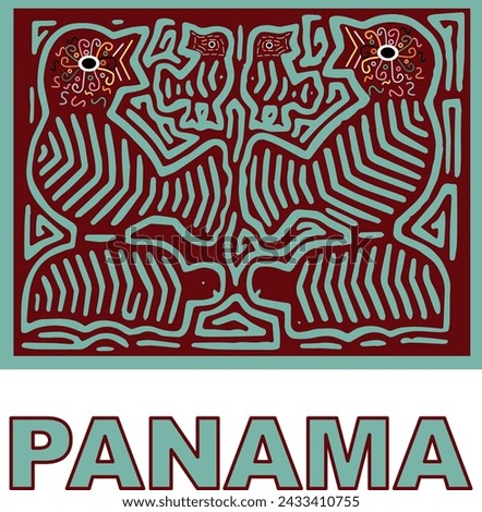 beautiful illustration of a Kuna mola from Panama Foto stock © 