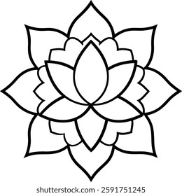 A beautiful illustration of a lotus flower surrounded by intricate mandala patterns, symbolizing peace, balance, and spirituality. This design blends floral elegance with geometric artistry, perfect 