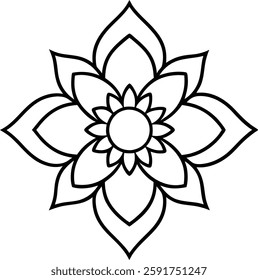 A beautiful illustration of a lotus flower surrounded by intricate mandala patterns, symbolizing peace, balance, and spirituality. This design blends floral elegance with geometric artistry, perfect 