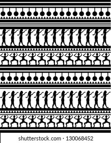 Beautiful Illustration of Maori and Egyptian silhouettes pattern on white background