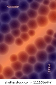 Beautiful illustration of molecular structure. Bright abstract design of background for biology, technology, medicine. Multicolored picture with light blue and orange.