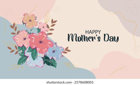 Beautiful illustration for Mother's Day featuring a bouquet of colorful flowers, symbolizing love, gratitude, and appreciation for mothers on their special day