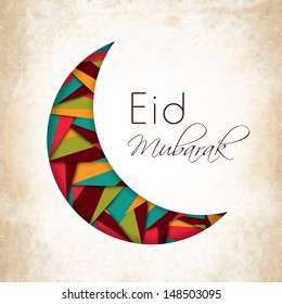 Beautiful illustration for Muslim community festival Eid Mubarak with hanging moon and stars.