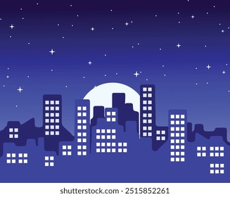  Bela ilustração da paisagem urbana noturna