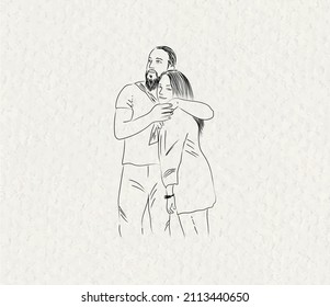 A beautiful illustration on the theme of love and relationships drawn by hand