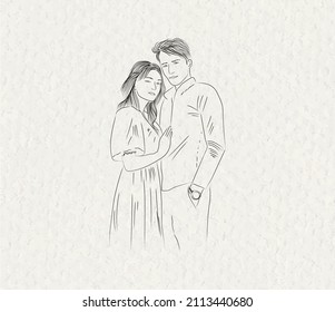 A beautiful illustration on the theme of love and relationships drawn by hand