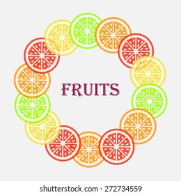 beautiful illustration of oranges, lemons, limes, on a light background