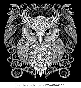 Beautiful illustration of an owl perfectly captures its enigmatic and graceful nature. The intricate details and vibrant colors bring this nocturnal bird to life, creating a mesmerizing piece of art