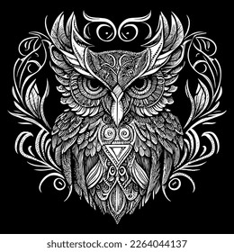 Beautiful illustration of an owl perfectly captures its enigmatic and graceful nature. The intricate details and vibrant colors bring this nocturnal bird to life, creating a mesmerizing piece of art