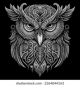 Beautiful illustration of an owl perfectly captures its enigmatic and graceful nature. The intricate details and vibrant colors bring this nocturnal bird to life, creating a mesmerizing piece of art