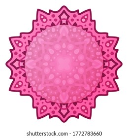 Beautiful illustration with pink single abstract pattern isolated on the white background and copy space