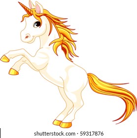 Beautiful Illustration Rearing Unicorn Stock Vector (Royalty Free ...